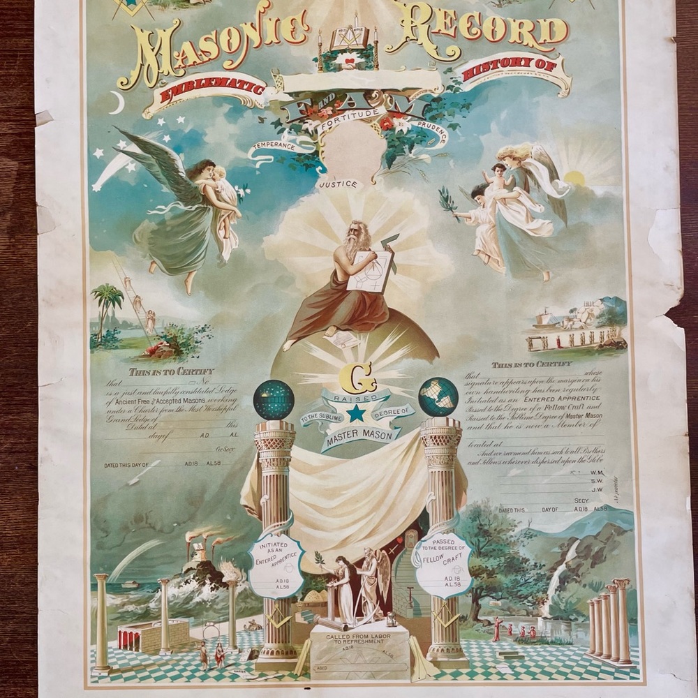 Masonic Record- Antique Freemason Collectible - 1800's Americana
